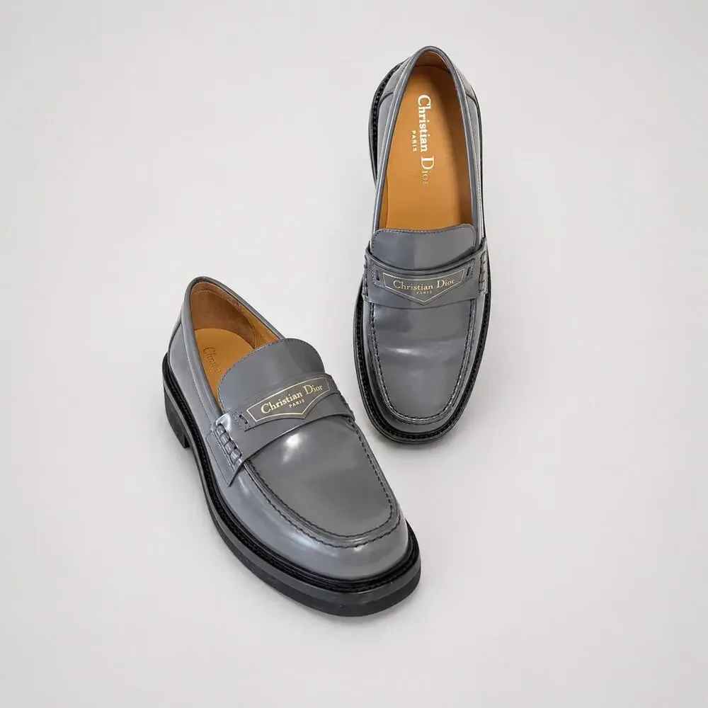 Christian Dior Boy Loafers Womens Eu 39/US 9 Gray Classic Authentic Luxury